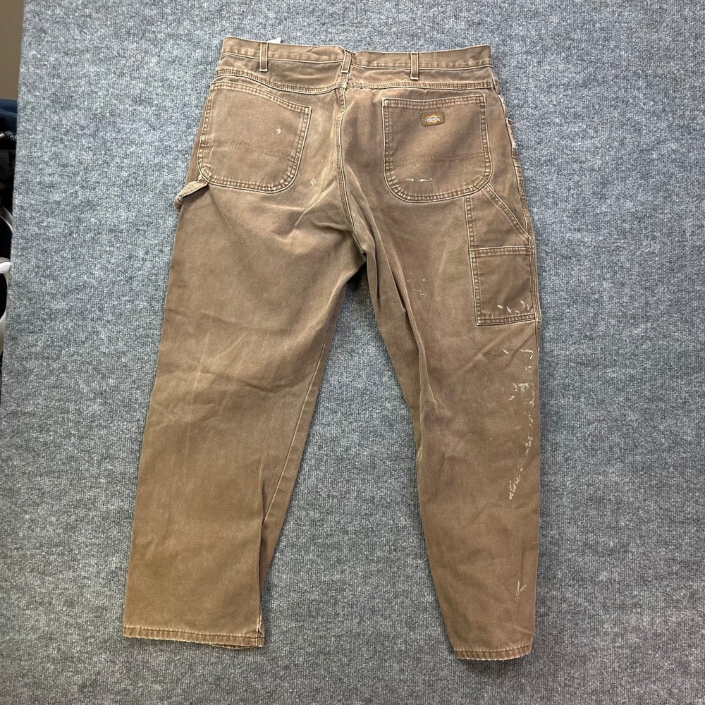 Dickies Carpenter Pants Men's Brown Canvas High Rise Relaxed Workwear - 38X29.5 - Picture 2 of 16